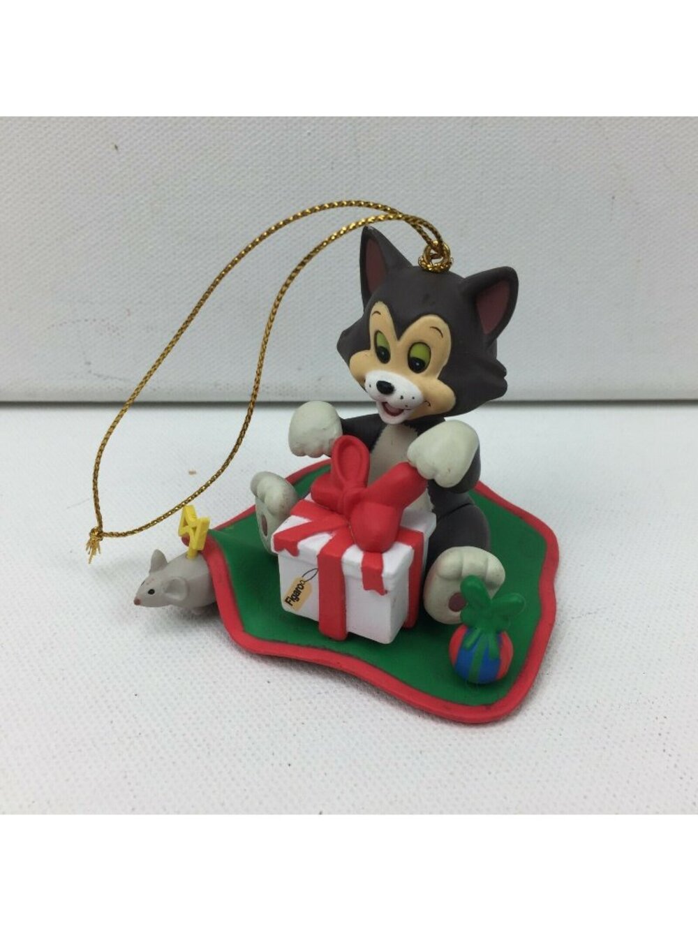 Vtg Groiler Disney Figaro Collectible Christmas Tree Ornament Black Cat Mouse